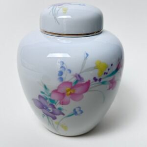 Vintage Srednick Collection Porcelain Ginger Jar Hand-Painted Floral, Japan MCM